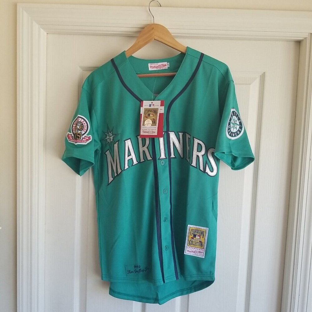 KEN GRIFFEY JR SEATTLE MARINERS GREEN RETRO THROWBACK JERSEY
